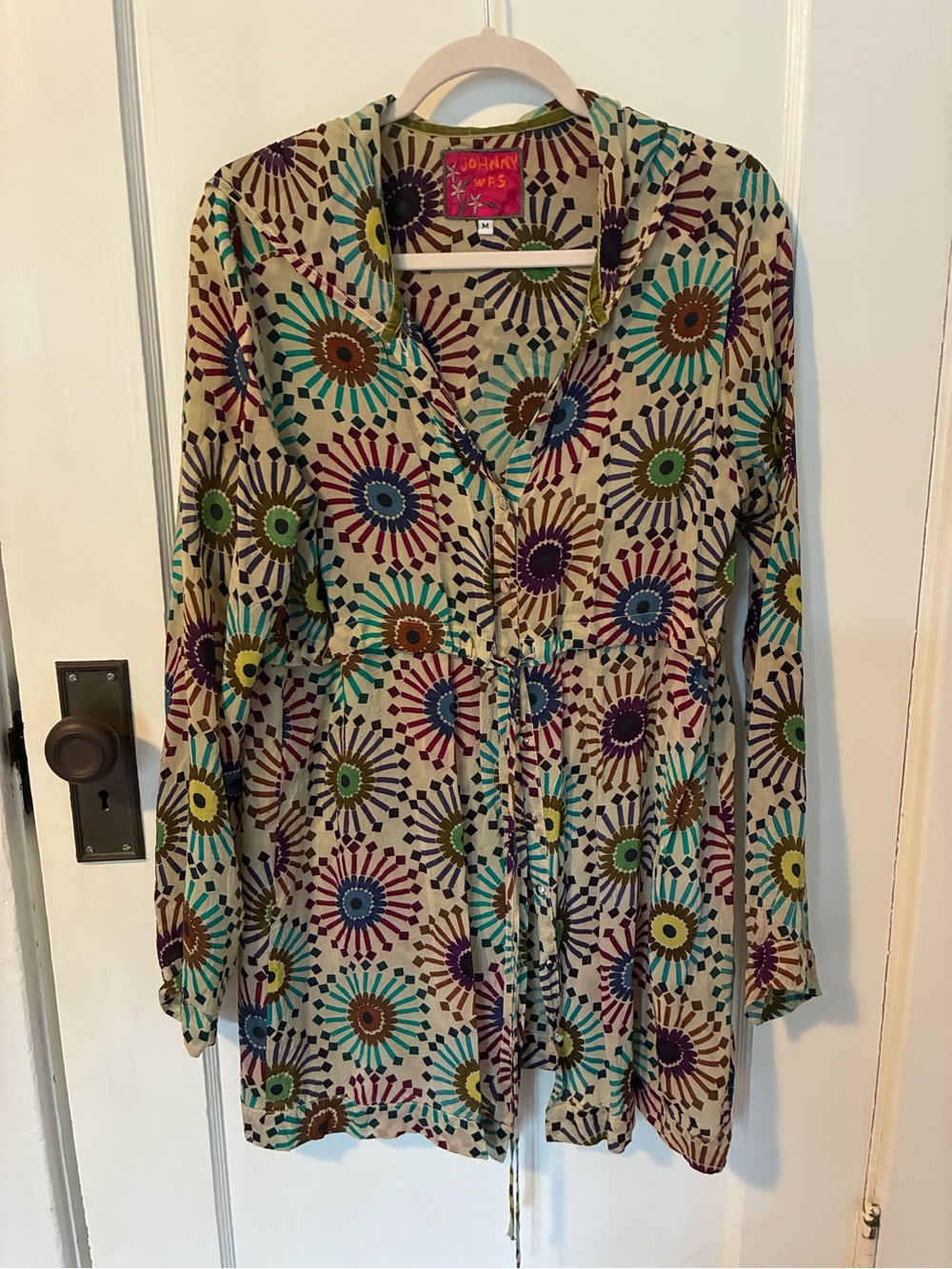 Johnny Was Beige Tunic with Multicolor Sunburst Print